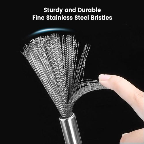 Stainless Steel Wire Cleaning Brush with Long Handle | Kitchen Pan & Pot Scrubber (Pack of 2)