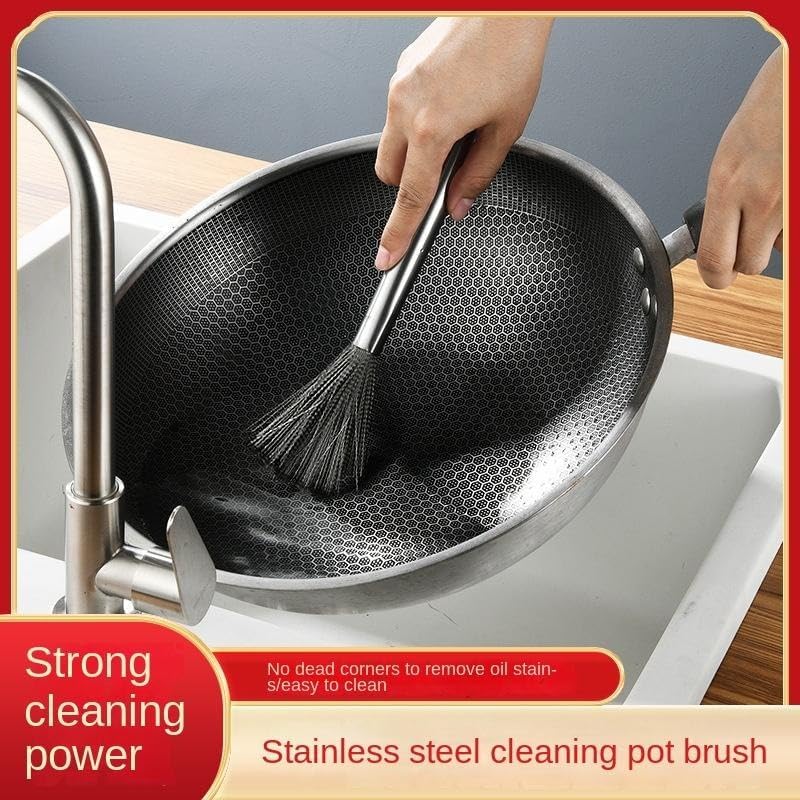 Stainless Steel Wire Cleaning Brush with Long Handle | Kitchen Pan & Pot Scrubber (Pack of 2)