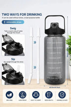 Transparent Water Bottle | Motivational Sports Water Bottle with Time Marker and Straw, Leakproof Sipper Flask for Gym, Office and Outdoor Fitness.(Pack of 1)