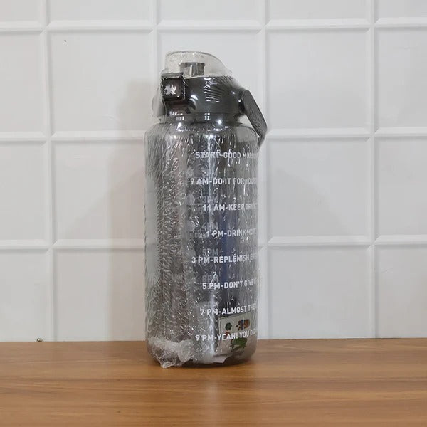 Transparent Water Bottle | Motivational Sports Water Bottle with Time Marker and Straw, Leakproof Sipper Flask for Gym, Office and Outdoor Fitness.(Pack of 1)