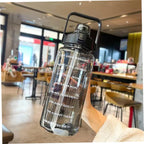 Transparent Water Bottle | Motivational Sports Water Bottle with Time Marker and Straw, Leakproof Sipper Flask for Gym, Office and Outdoor Fitness.(Pack of 1)