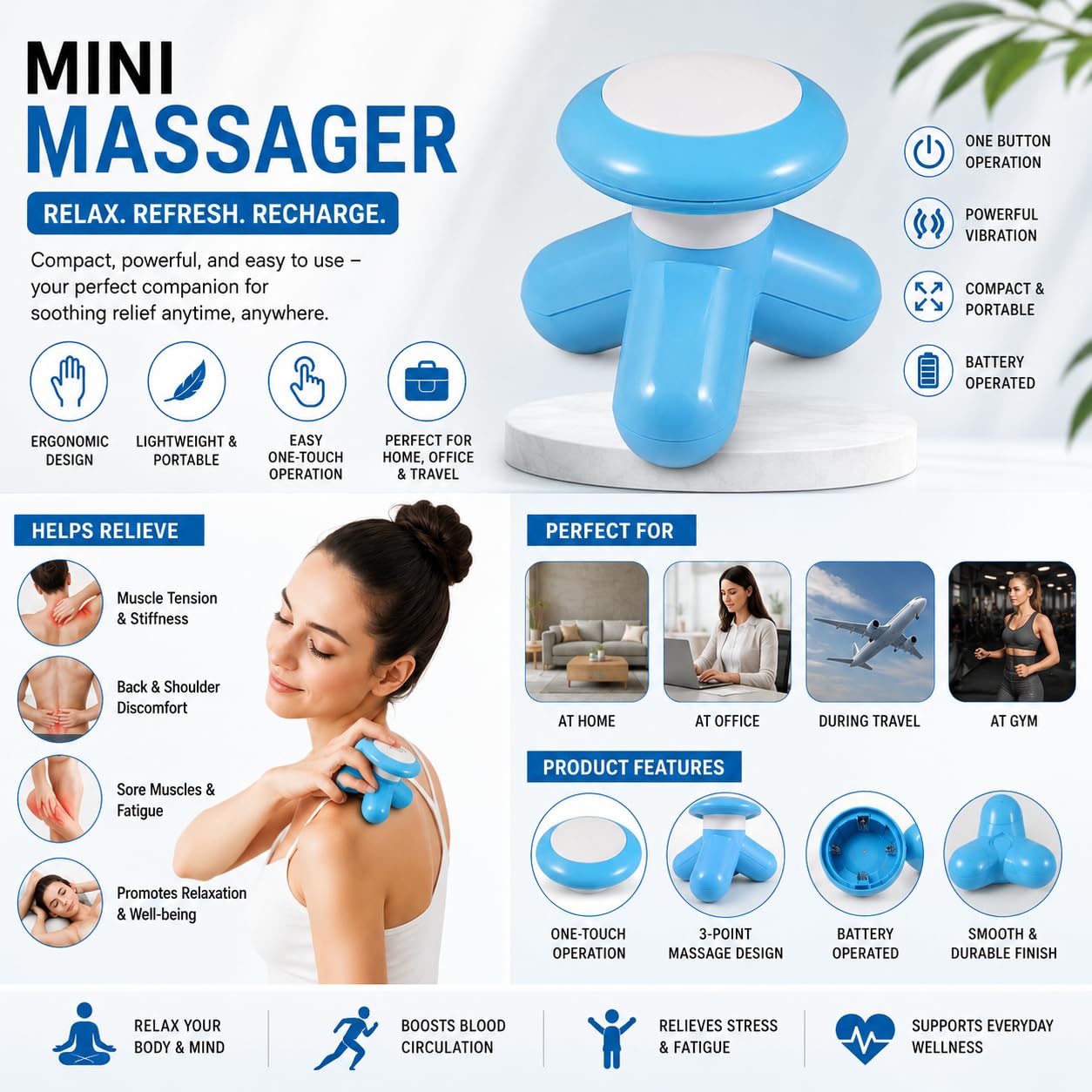 Mimo Mini Body Massager with USB Cable
