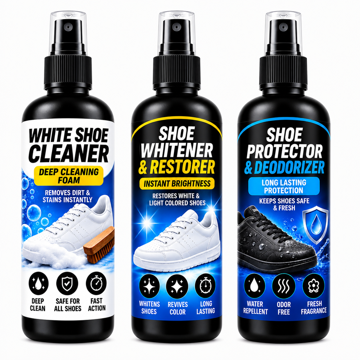 3-in-1 Premium Shoe Care Kit – Cleaner, Whitener & Protector