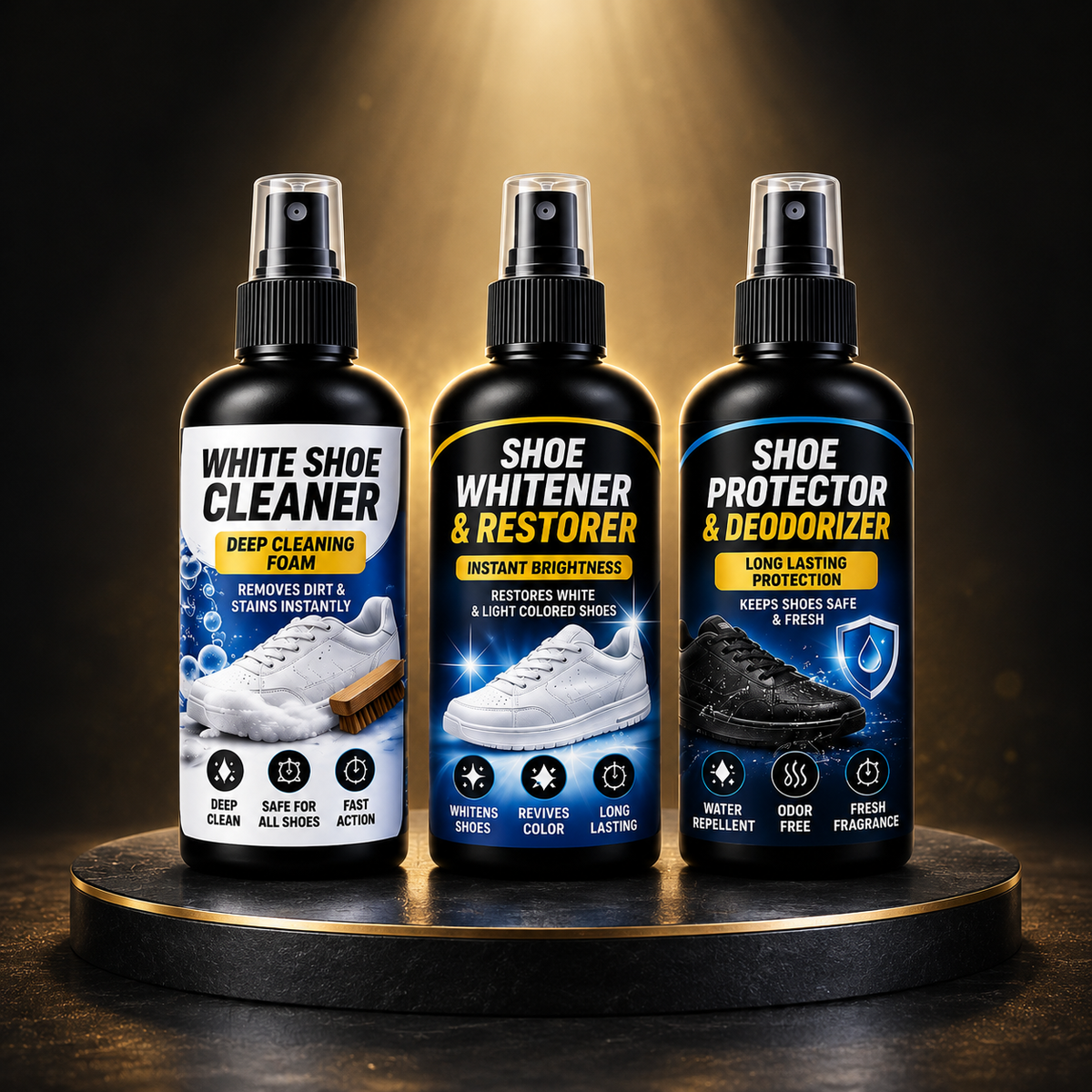 3-in-1 Premium Shoe Care Kit – Cleaner, Whitener & Protector